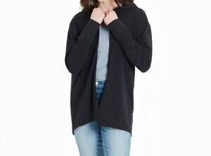 NEW LIFE IS GOOD crusher flex cardigan in true black